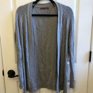 Grey Knit Open Front Cardigan
